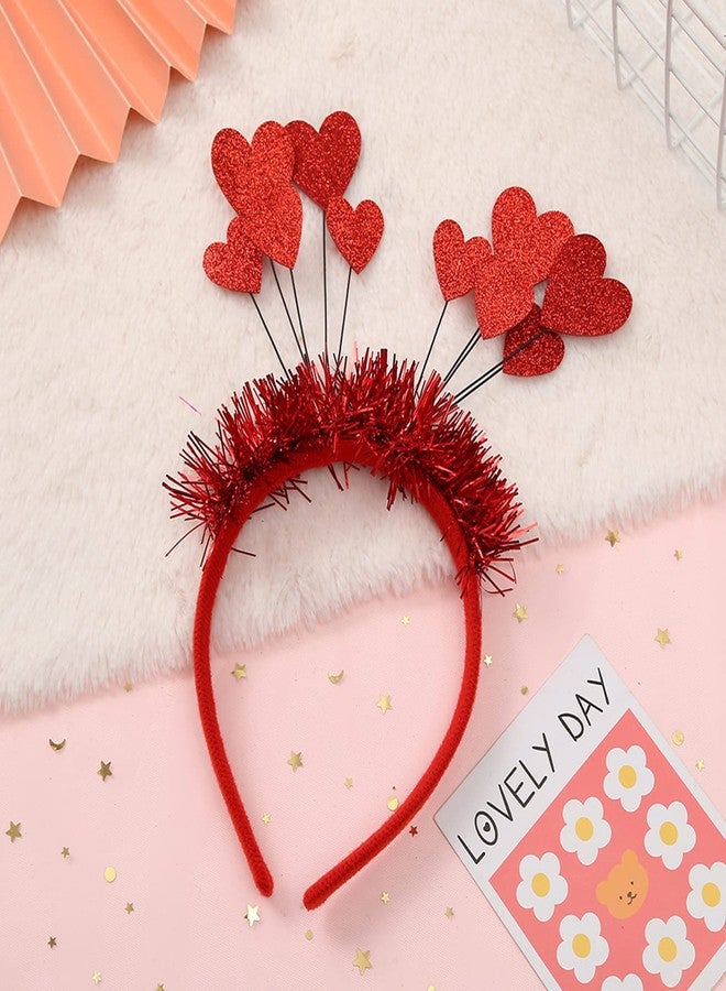 سي بلو طقم CBLUO مكون من قطعتين من عصابات الرأس على شكل قلب لعيد الحب، حلقات شعر حمراء على شكل قلب، إكسسوارات شعر نسائية للعطلات والمهرجانات والحفلات التنكرية وحفلات الزفاف والهالوين والمسيرات وأعياد الميلاد - Image 5